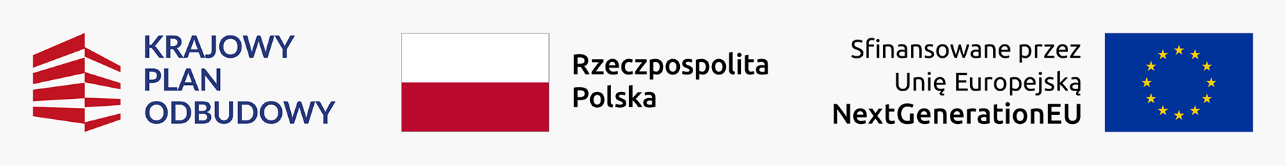 Flaga Polski, logotypy KPO, NextGenerationEU